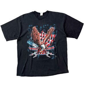 Vintage 2001 Live To Ride Ride To Live Eagle Size XL VTG T-Shirt Black Thrashed